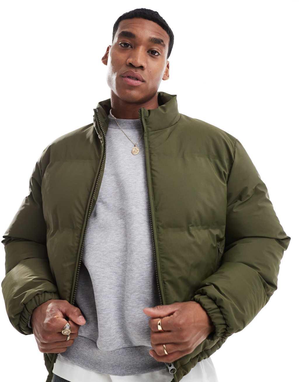 ASOS DESIGN cropped puffer jacket in green product image