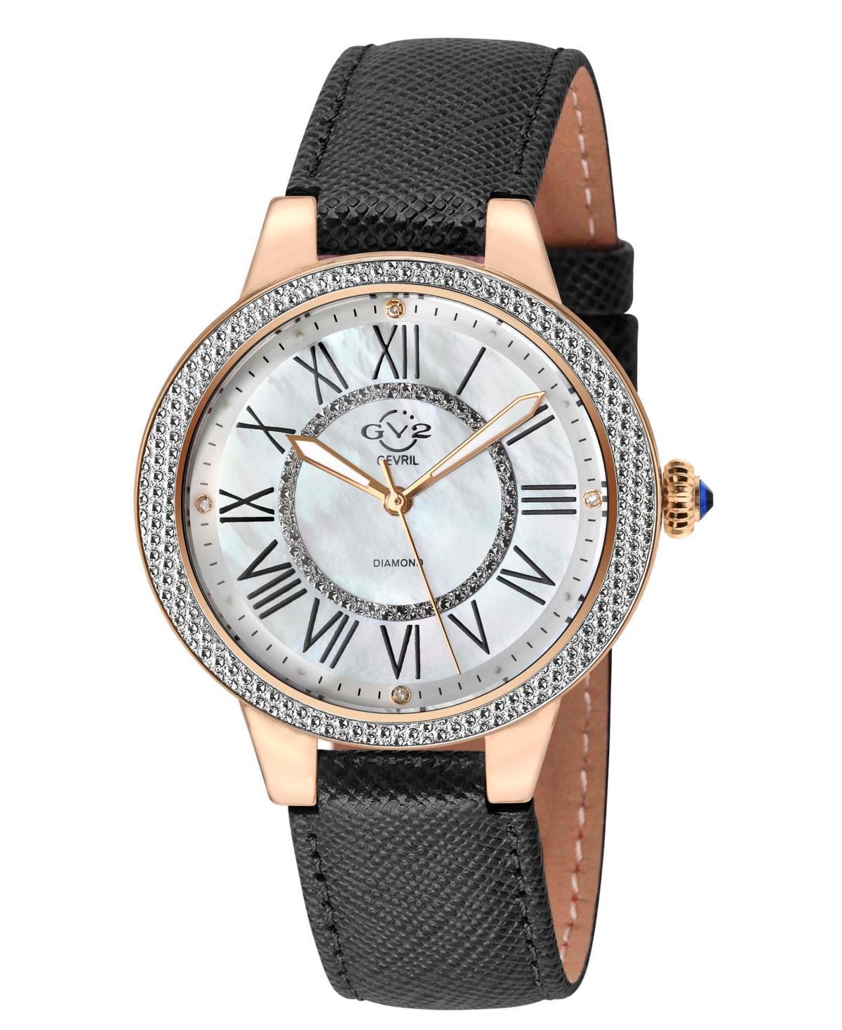 GV2 By Gevril Womens Astor Ii Black Leather Watch 38mm - Black Product Image