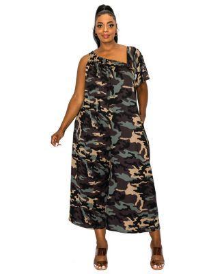 Plus Size Kahtia Wide-Legged Pocket Jumpsuit Product Image