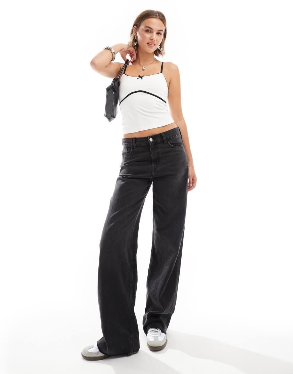 ASOS DESIGN cami top with bow detail in ecru Product Image