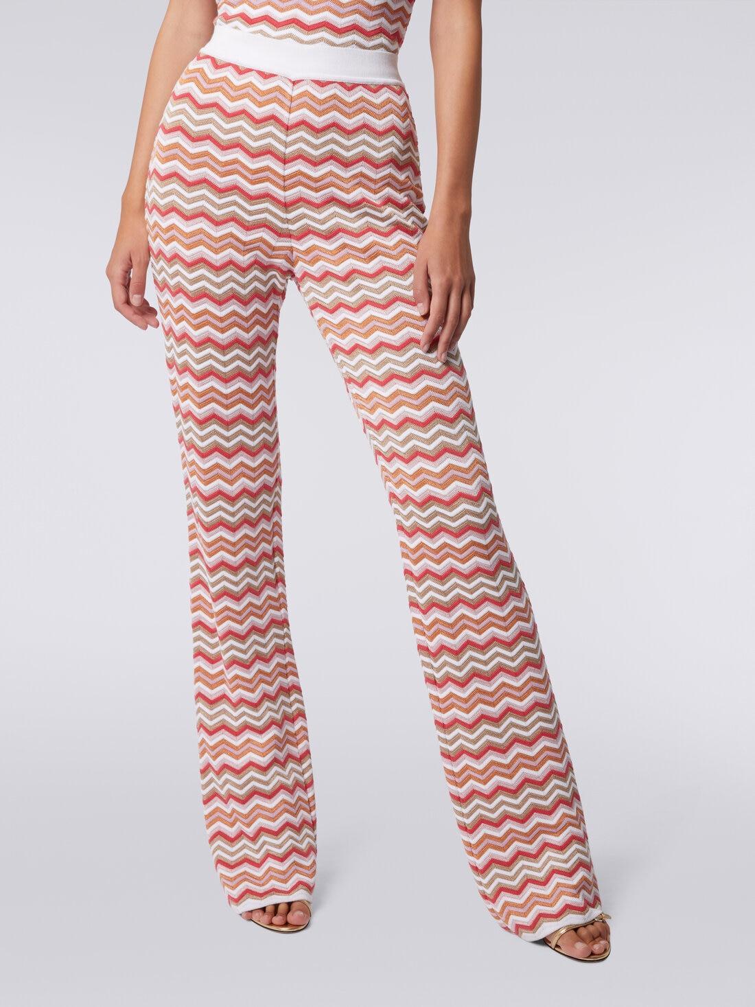 Trousers in zigzag viscose and cotton knit Multicoloured | Missoni Product Image