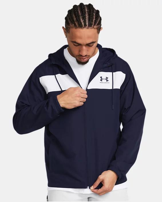 Under Armour Mens Sportstyle Full-Zip Hooded Windbreaker - Black Product Image