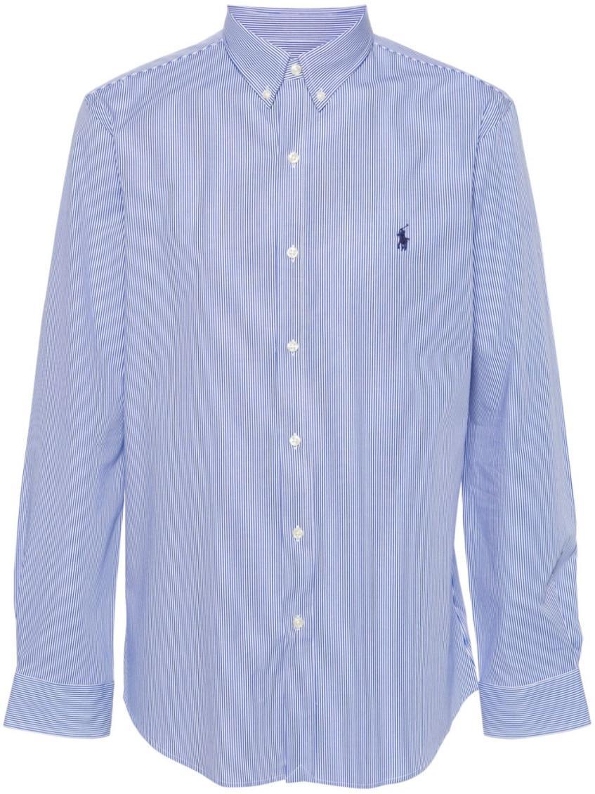 POLO RALPH LAUREN Blue And White Stretch-cotton Shirt Product Image