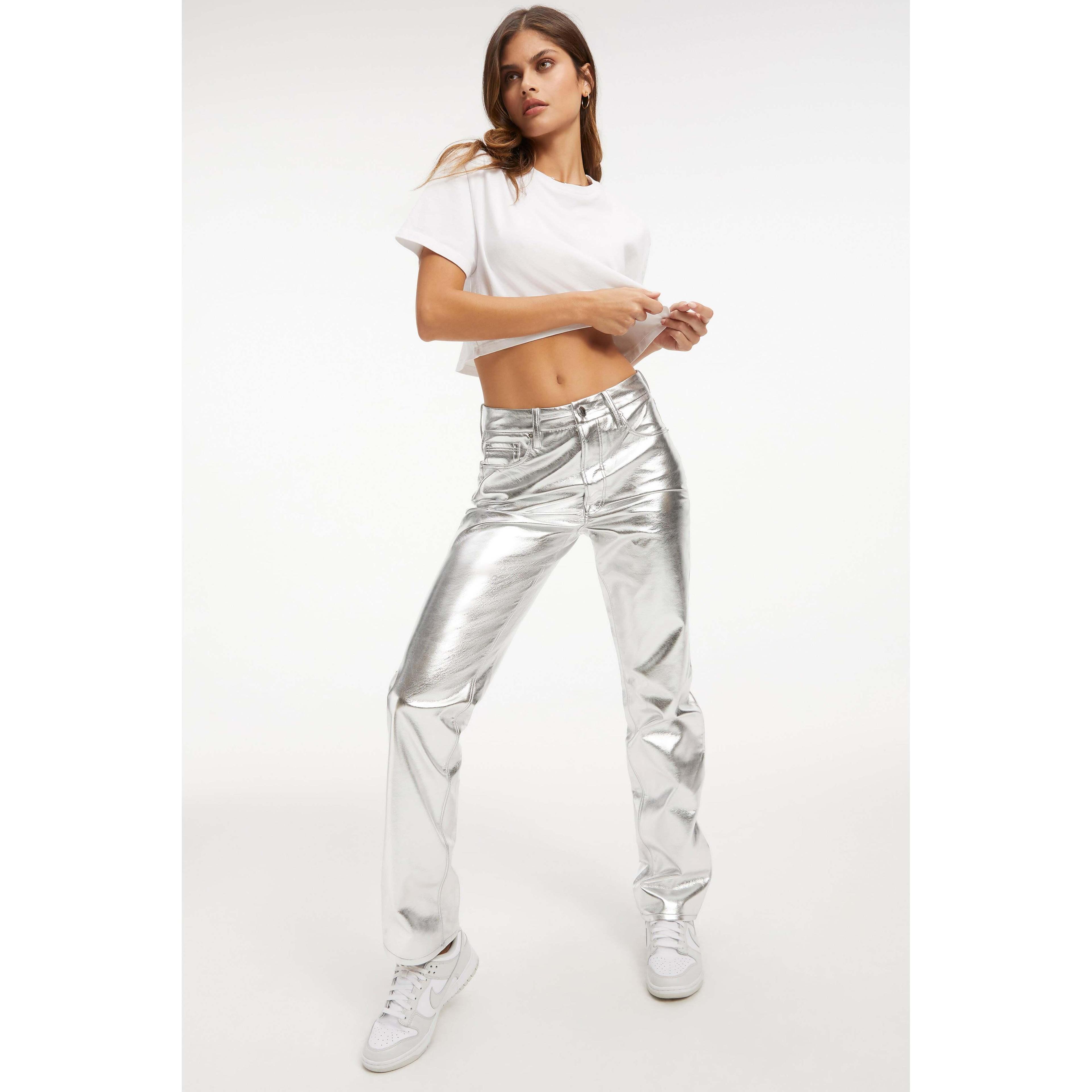 Womens Good Icon Metallic Faux Leather Pants Product Image