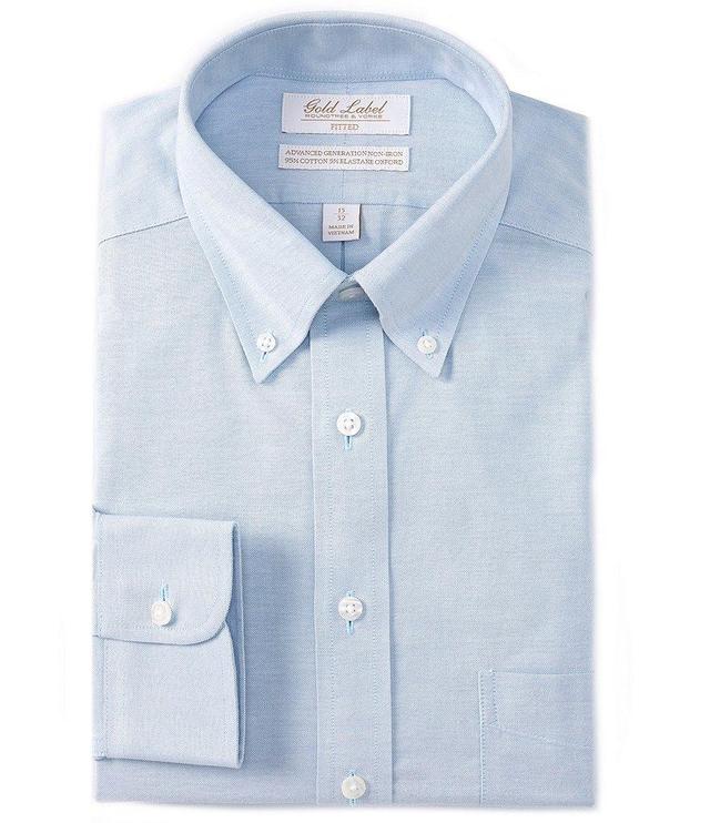 Gold Label Roundtree & Yorke Fitted Non-Iron Stretch Button-Down Collar Solid Oxford Dress Shirt Product Image