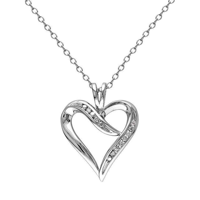 Stella Grace Sterling Silver Diamond Accent Open Heart Pendant Necklace, Womens White Product Image