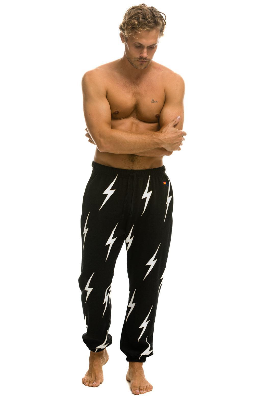 BOLT STITCH REPEAT SWEATPANTS - BLACK // WHITE Male Product Image