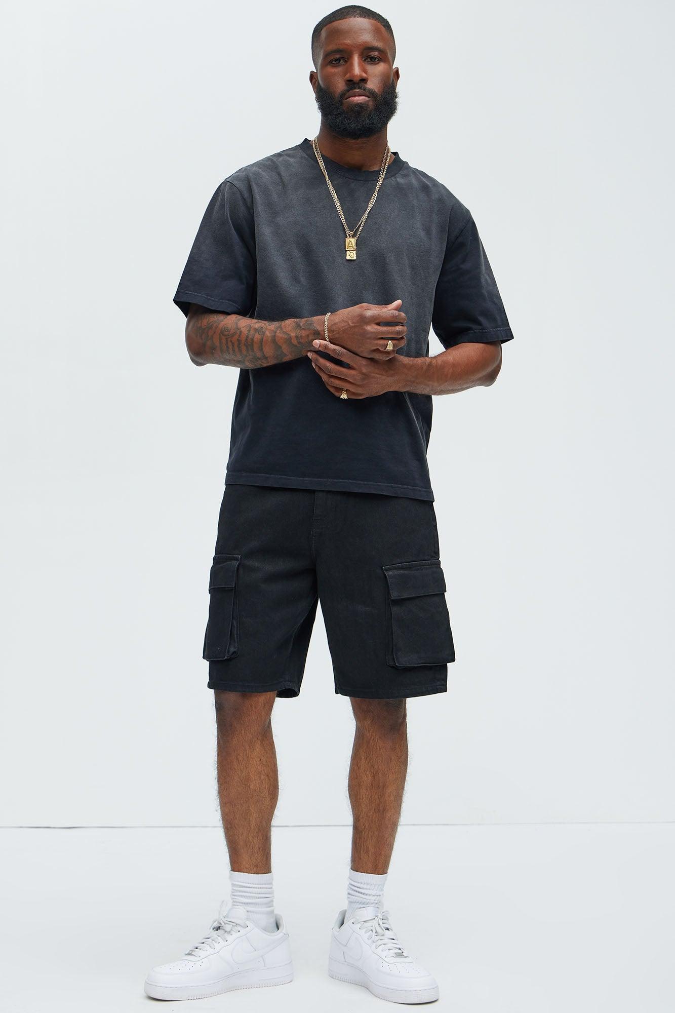 Waxy Relaxed Cargo Shorts - Black Product Image