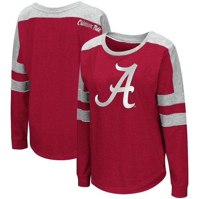 Womens Colosseum Crimson Alabama Crimson Tide Trey Dolman Long Sleeve T-Shirt Product Image