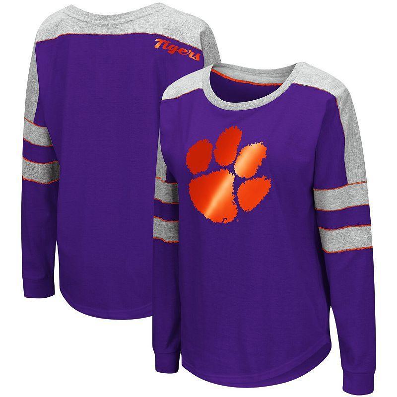 Womens Colosseum Clemson Tigers Trey Dolman Long Sleeve T-Shirt Product Image