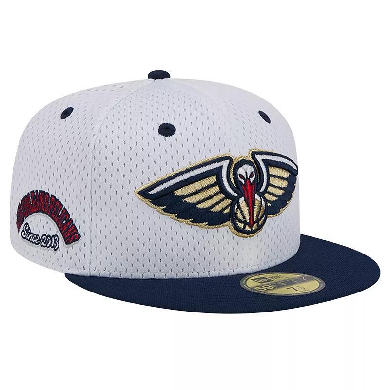 Mens New Era White/Navy New Orleans Pelicans Throwback 2Tone 59FIFTY Fitted Hat Product Image