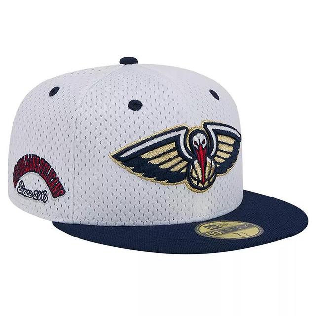 Mens New Era White/Navy New Orleans Pelicans Throwback 2Tone 59FIFTY Fitted Hat Product Image