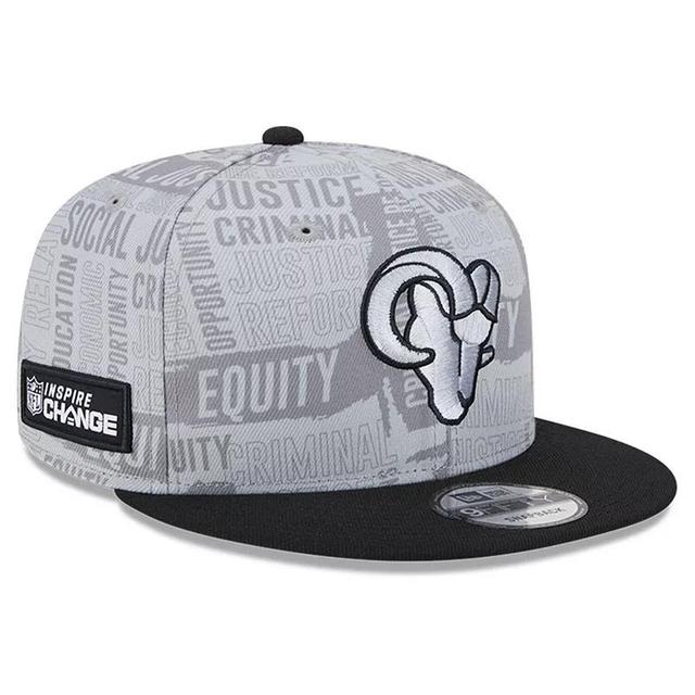 Mens New Era Gray Los Angeles Rams 2023 Inspire Change 9FIFTY Snapback Hat - Gray Product Image