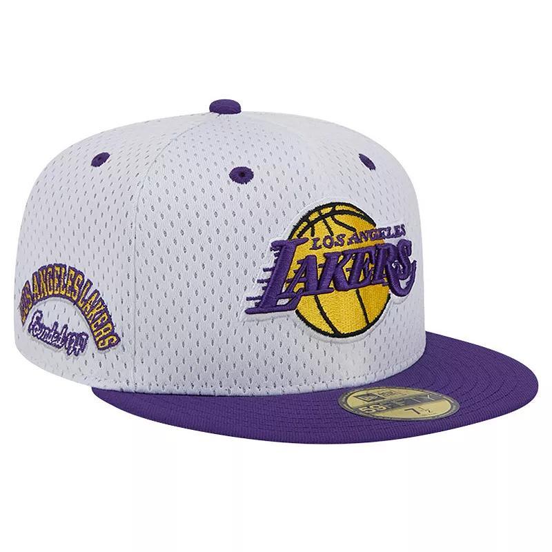 Mens New Era White/Purple Los Angeles Lakers Throwback 2Tone 59FIFTY Fitted Hat Product Image