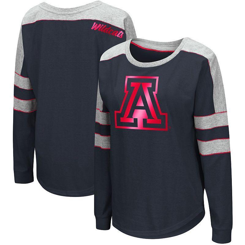 Womens Colosseum Arizona Wildcats Trey Dolman Long Sleeve T-Shirt Blue Product Image