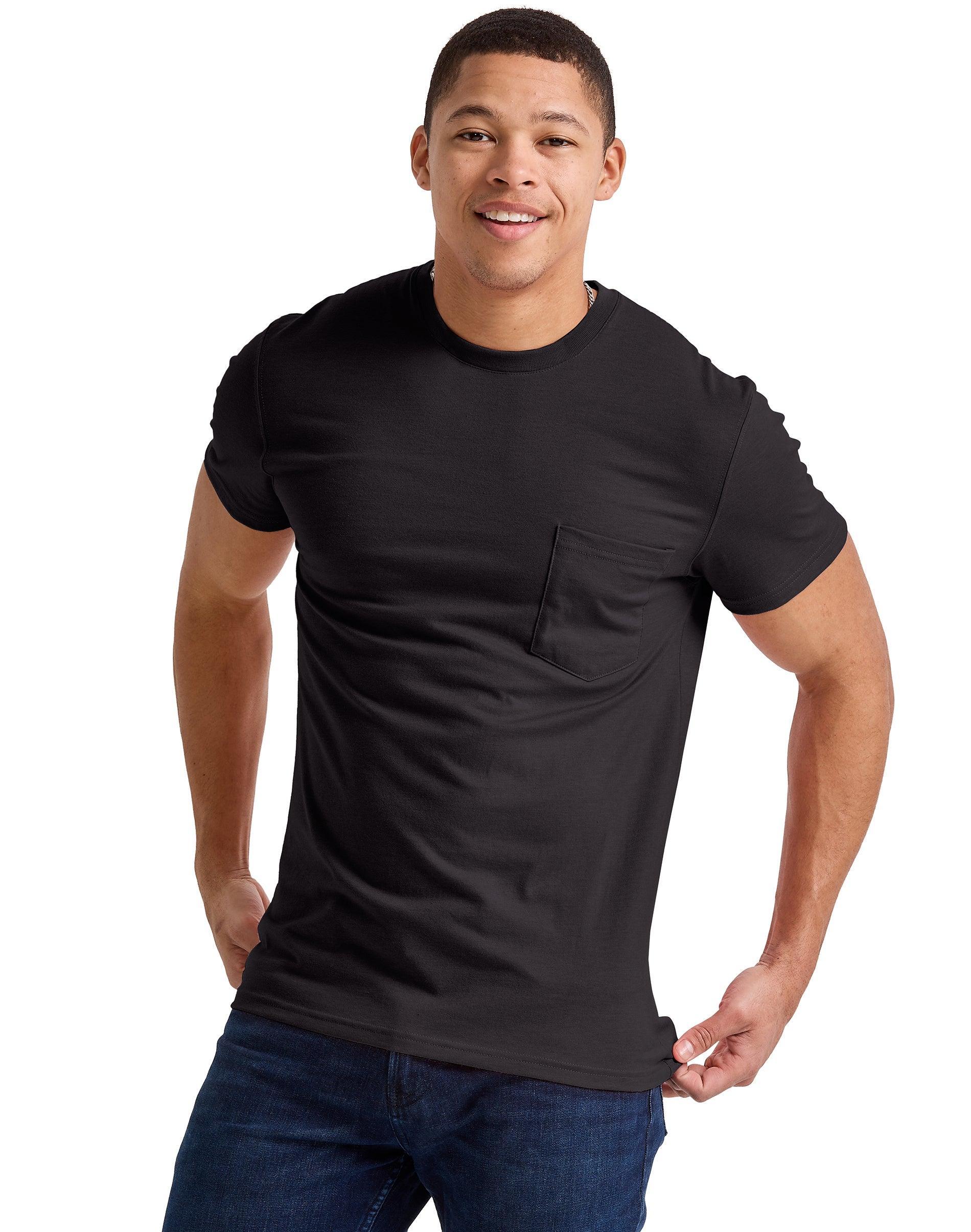 Mens Hanes Originals Tri-Blend Jersey Pocket Tee Grey Product Image