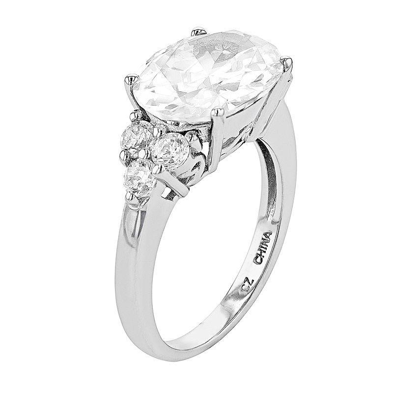 Rosabella Sterling Silver Oval Cubic Zirconia Ring, Womens Product Image