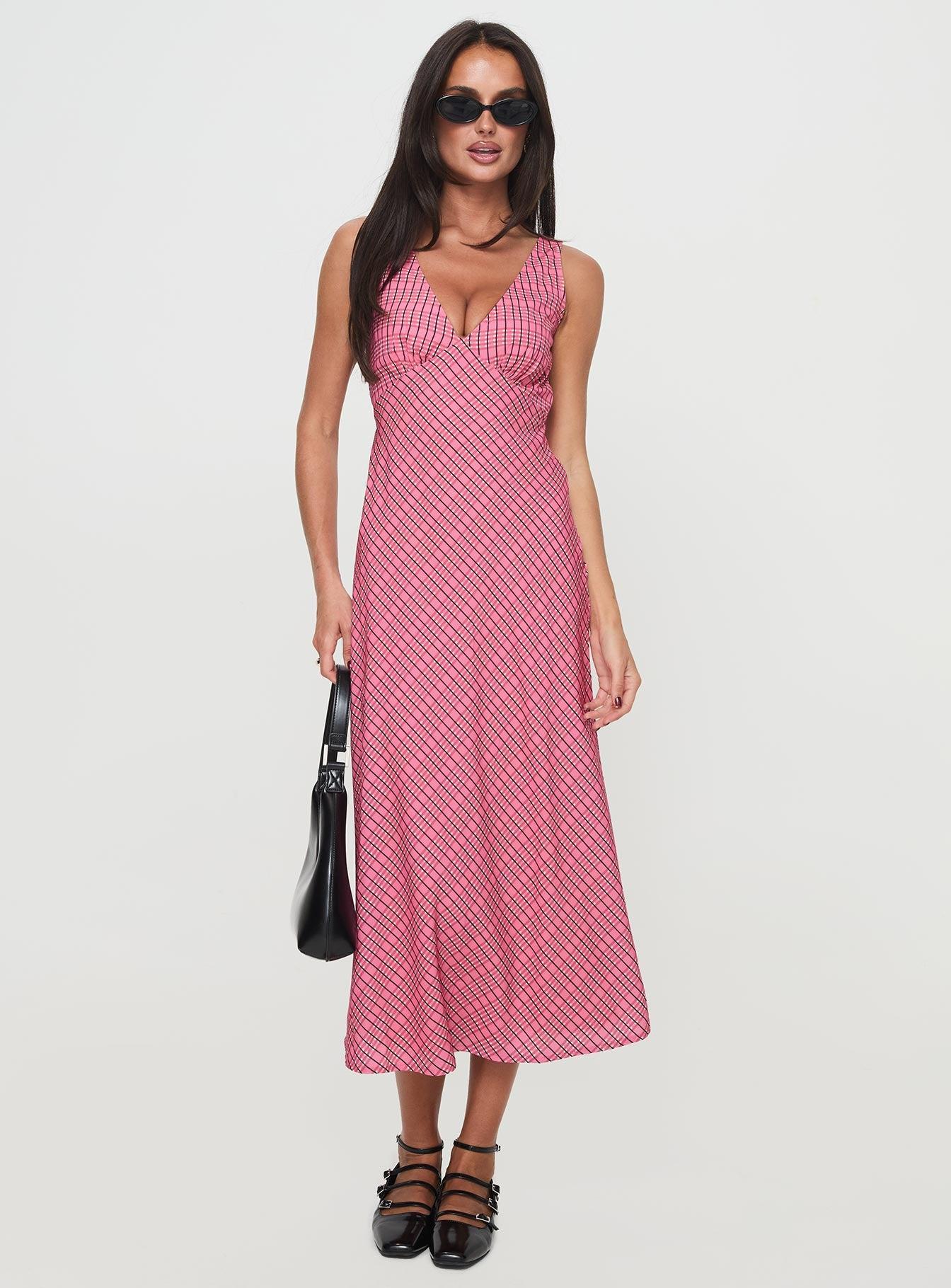 Nellie Midi Dress Pink Check Product Image