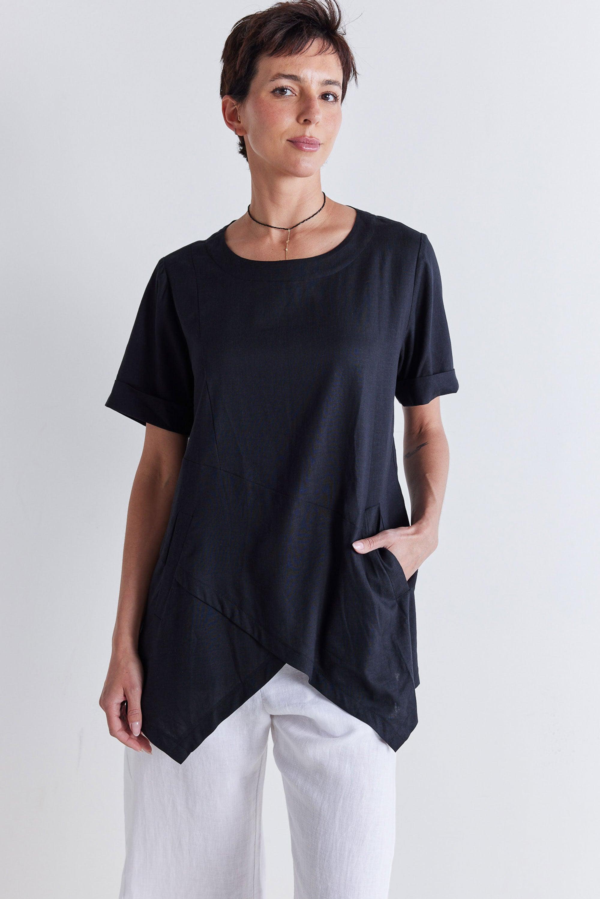 Breezy Asymmetric Linen Top Product Image