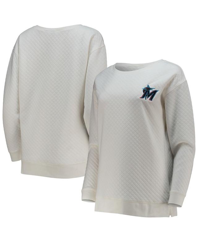 Womens Concepts Sport /Cream Miami Marlins Quilted Pullover Sweatshirt Product Image