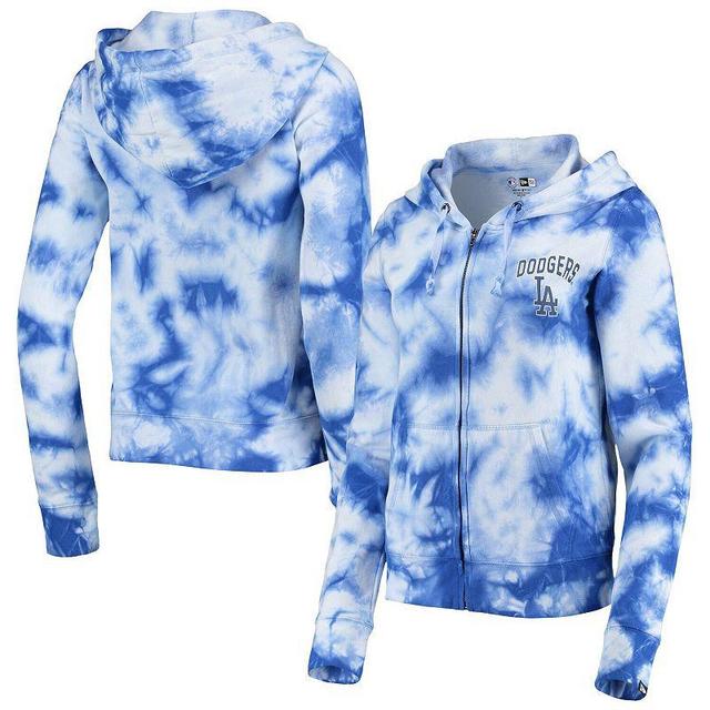 Womens New Era Royal Los Angeles Dodgers Tie-Dye Fleece Full-Zip Hoodie Product Image