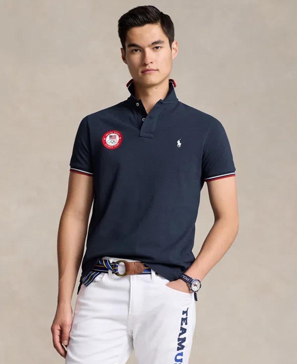 Men's Team Usa Custom Slim-fit Mesh Polo Shirt In Navy Product Image