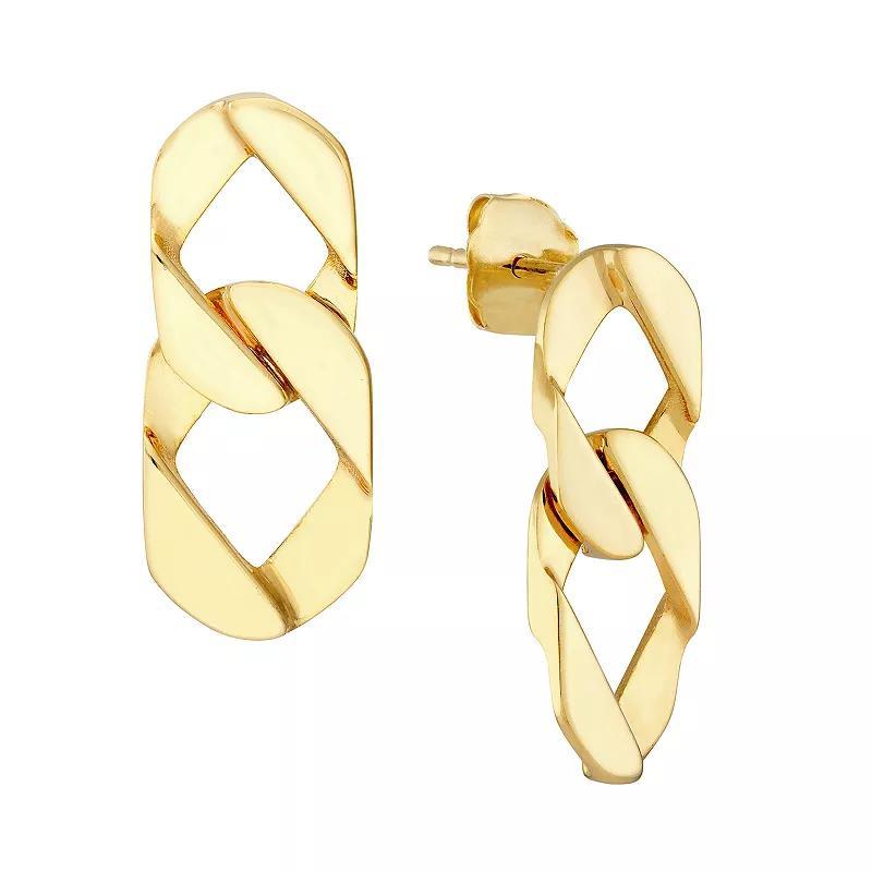 14k Gold Double Curb Link Drop Earrings, Womens Product Image