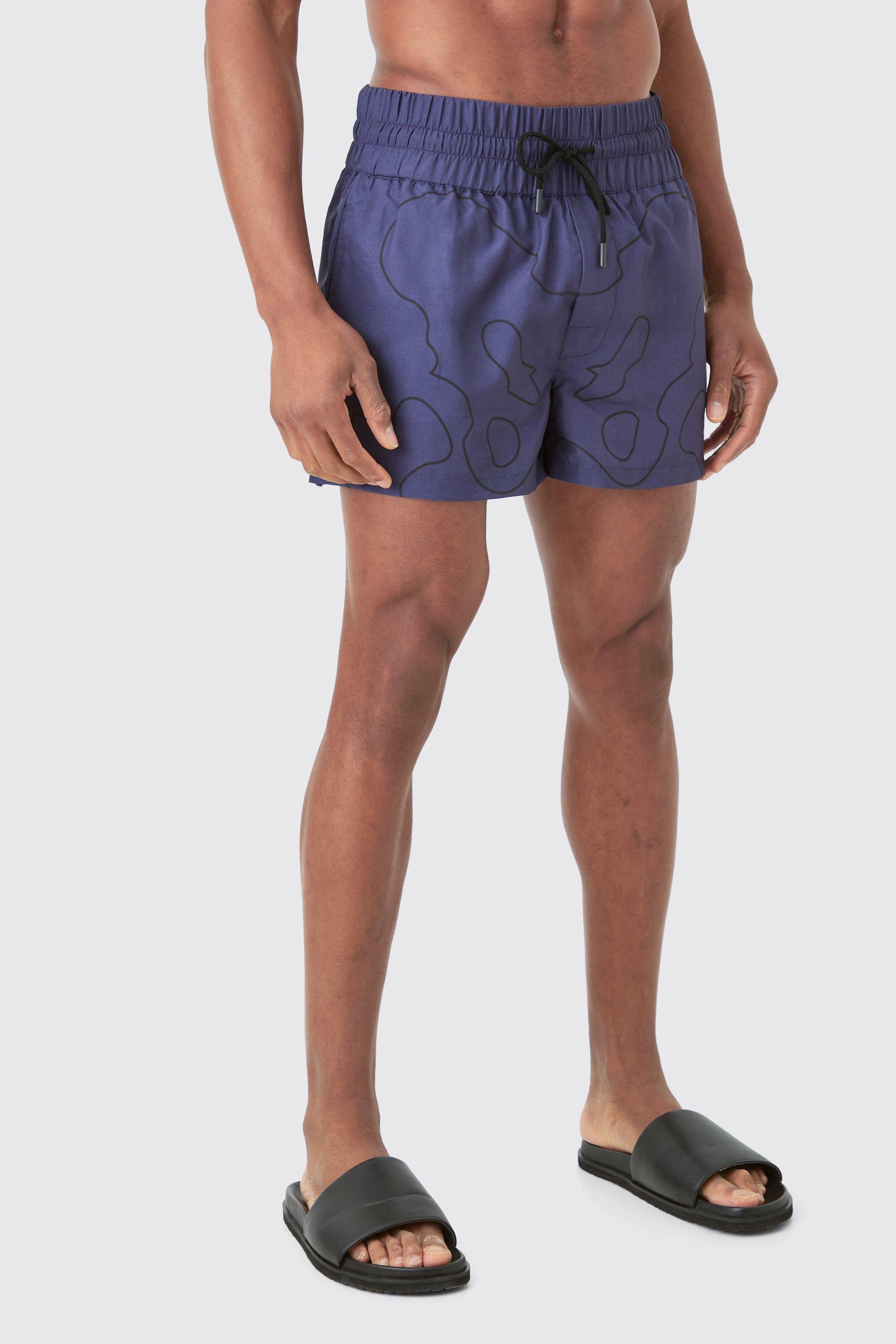 Skeleton Fighter Swim Trunks | boohooMAN USA Product Image