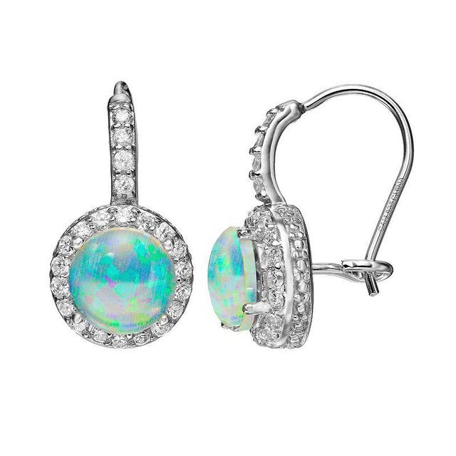 Sophie Miller Lab-Created Opal & Cubic Zirconia Sterling Silver Halo Drop Earrings, Womens, White Product Image