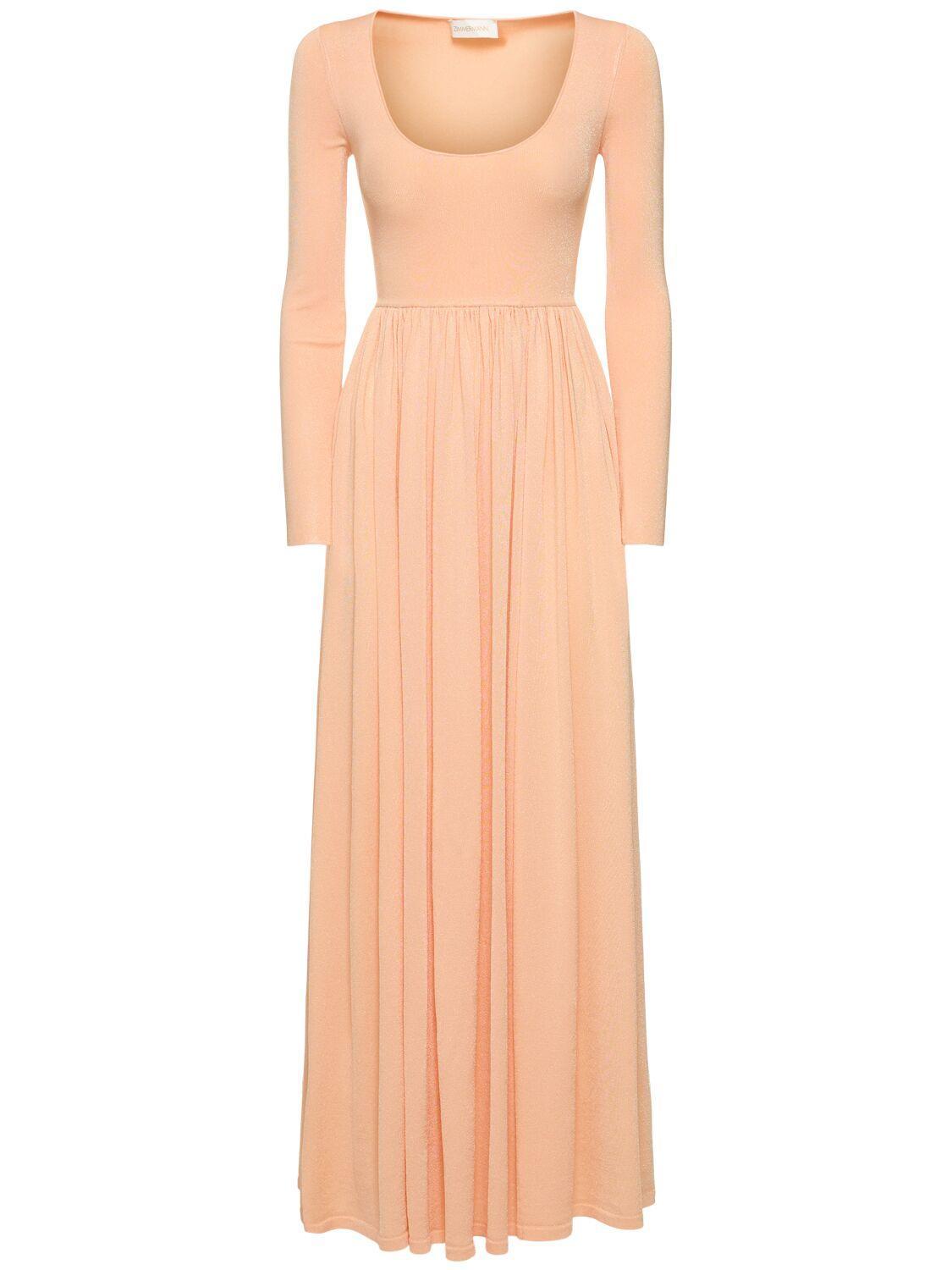 ZIMMERMANN Natura Pleated Maxi Dress In Peach Product Image