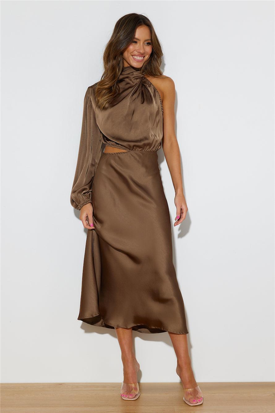 Won Over Midi Dress Brown Product Image