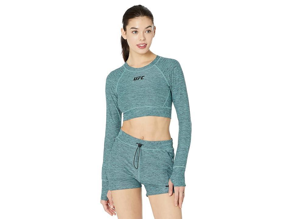 UFC Long Sleeve Crew Neck Cropped Pullover (Slate Green) Women's Clothing Product Image