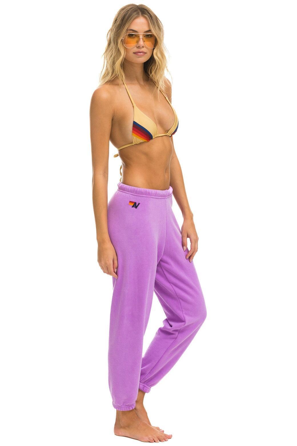 5 STRIPE SWEATPANTS - NEON PURPLE Female Product Image