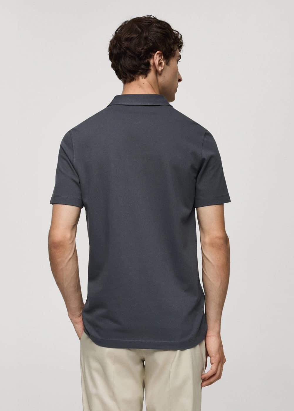 Slim-fit cotton piqué textured polo shirt - Men | MANGO USA Product Image