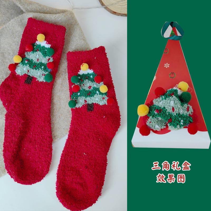 Christmas Cartoon Pom Pom Fleece Socks Product Image