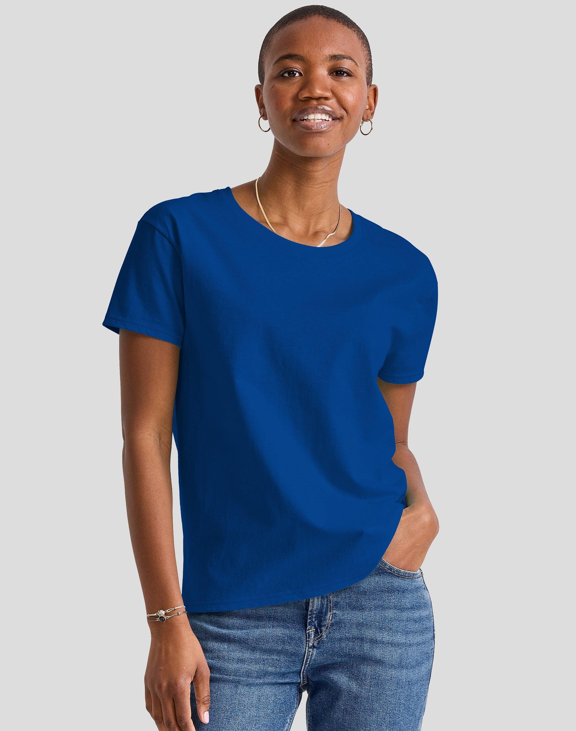 Hanes Essentials Womens Cotton T-Shirt, Oversized Fit Light Steel S Product Image