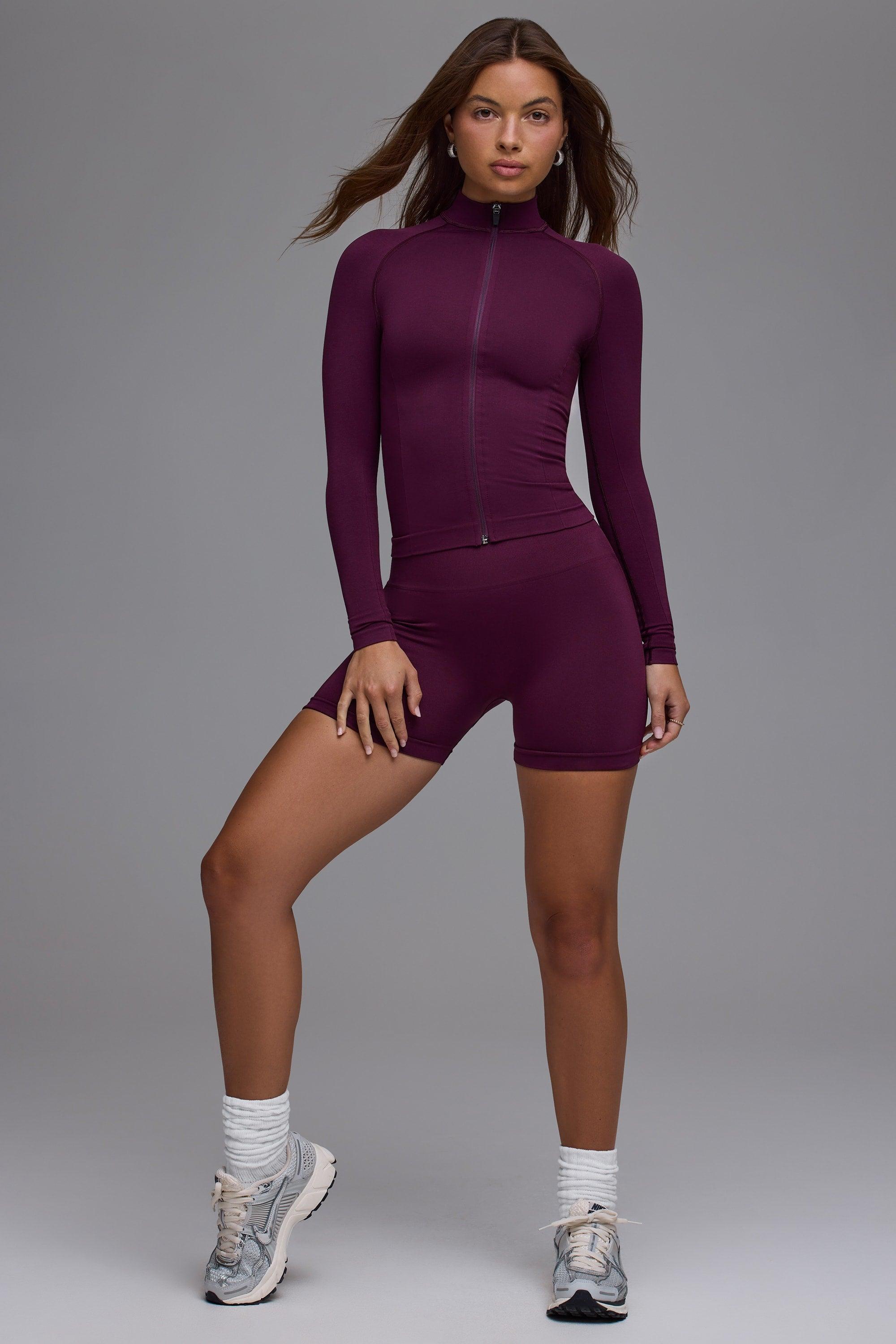 Define Luxe High-Waist Mini Shorts in Grape Product Image