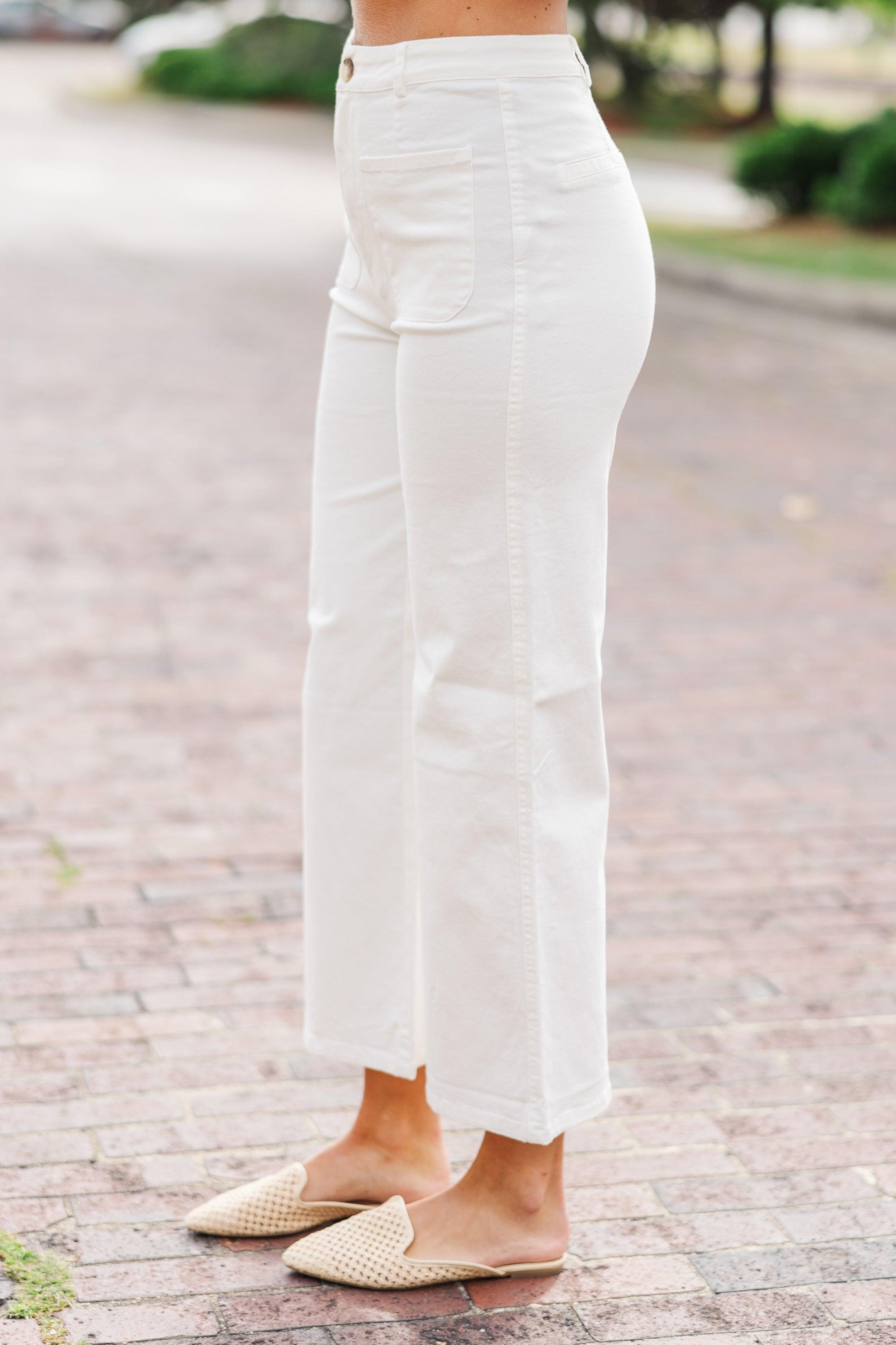 Talk Later Ivory White Wide Leg Pants Female Product Image