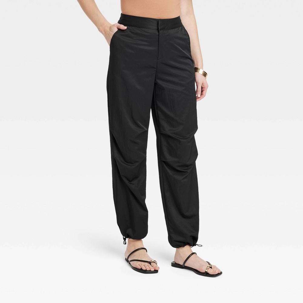 Womens High-Rise Parachute Pants - A New Day Black 0 Product Image