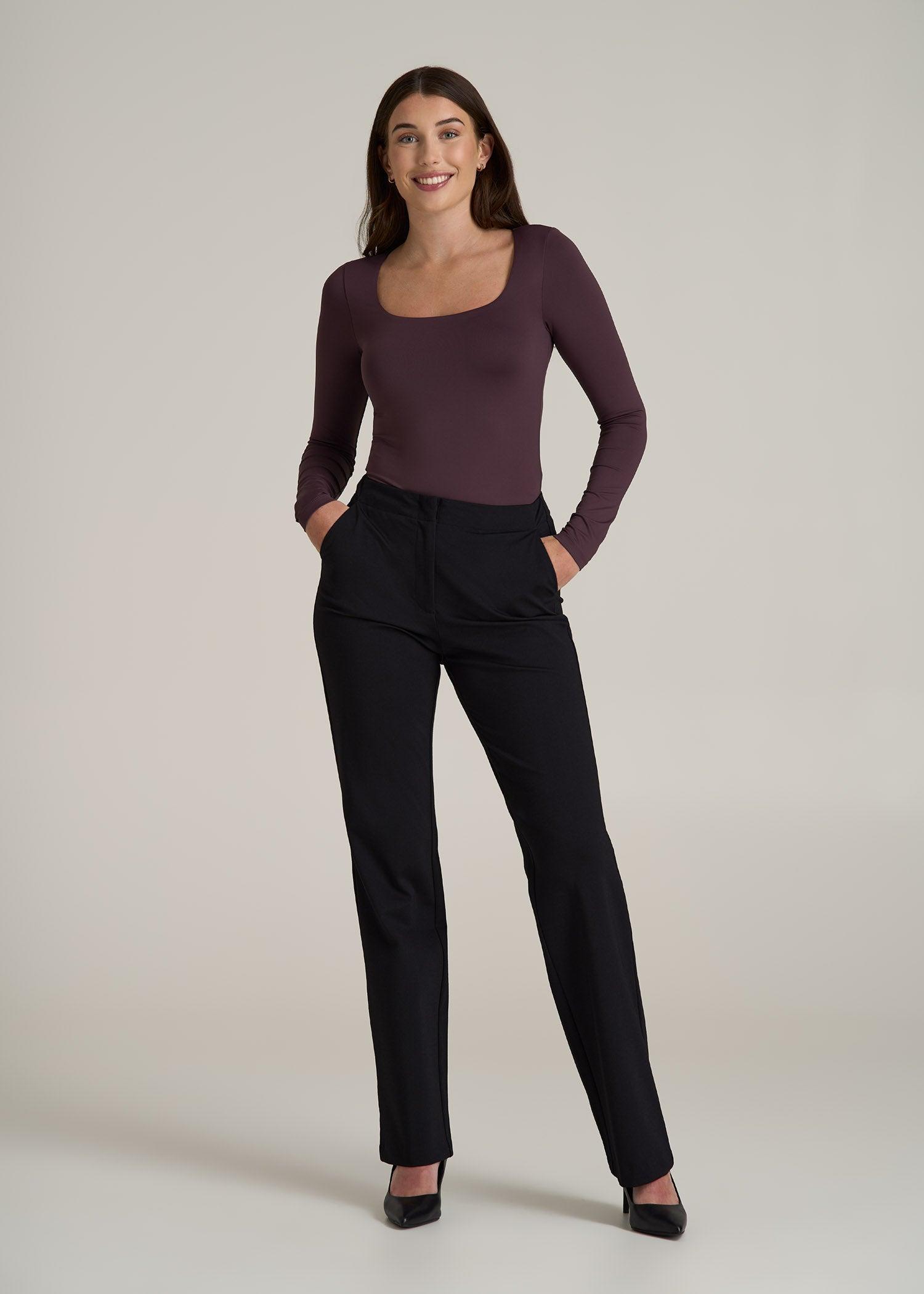 Long Sleeve Square Neck Bodysuit for Tall Women in Deep Purple Product Image