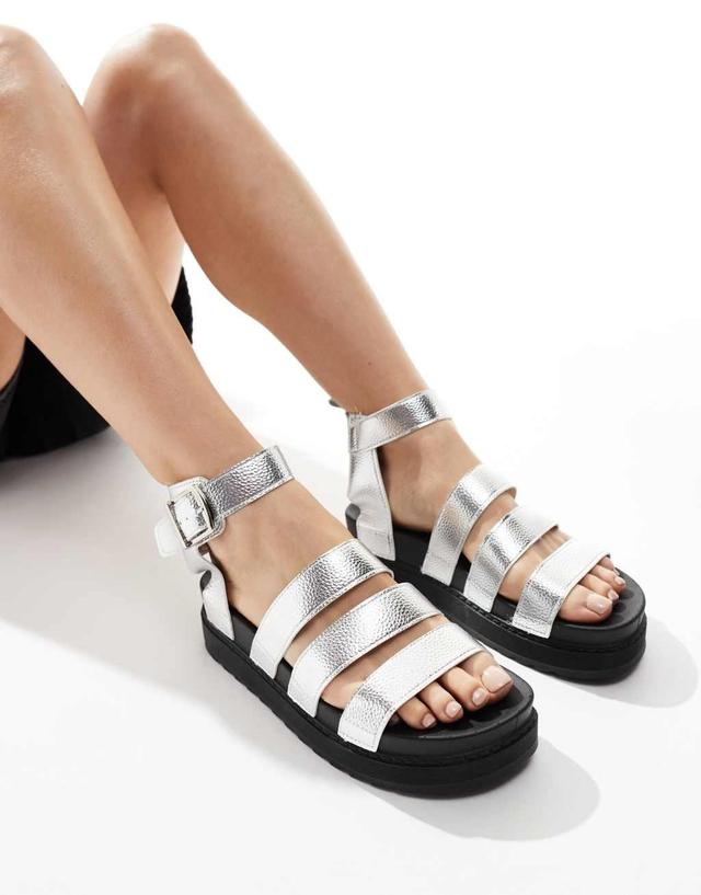 Truffle Collection wide strap sandals in silver Product Image