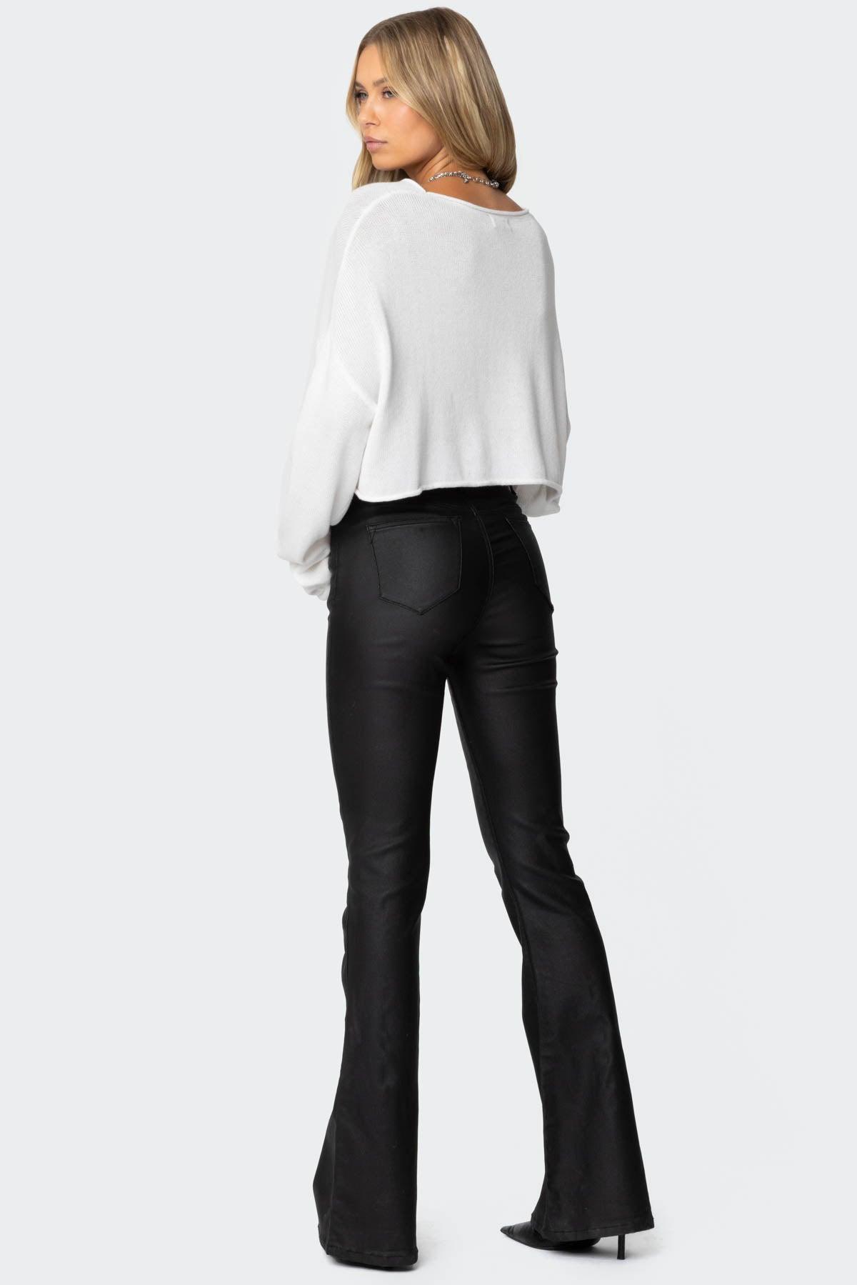 Luna Faux Leather Flare Jeans Product Image