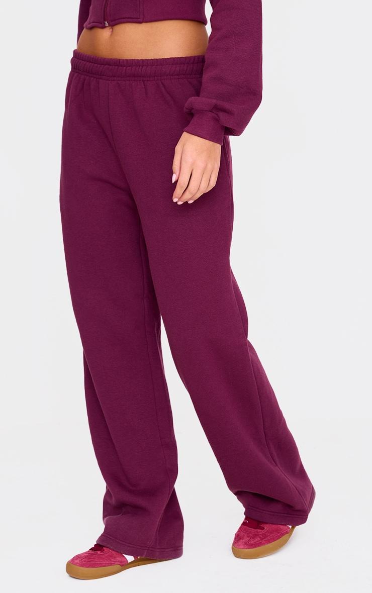 Burgundy Wide Straight Leg Sweatpants Product Image