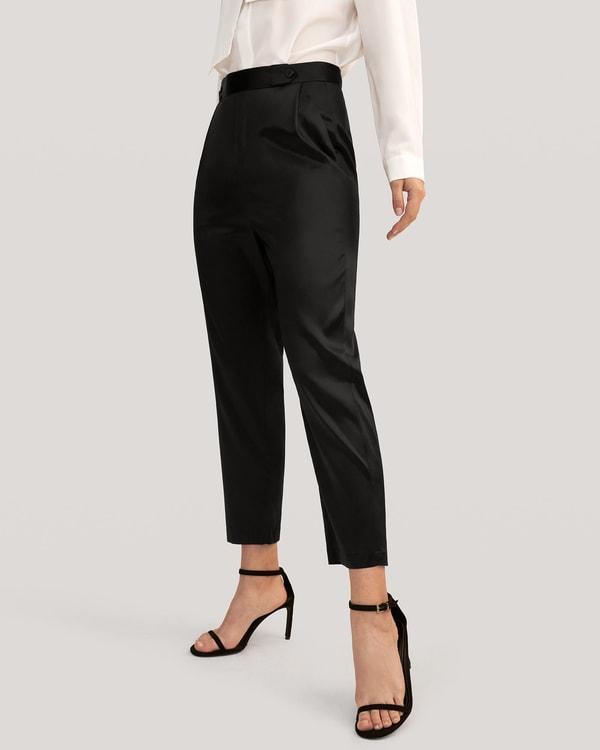 Comfort Fit Silk Cigarette Pants Product Image