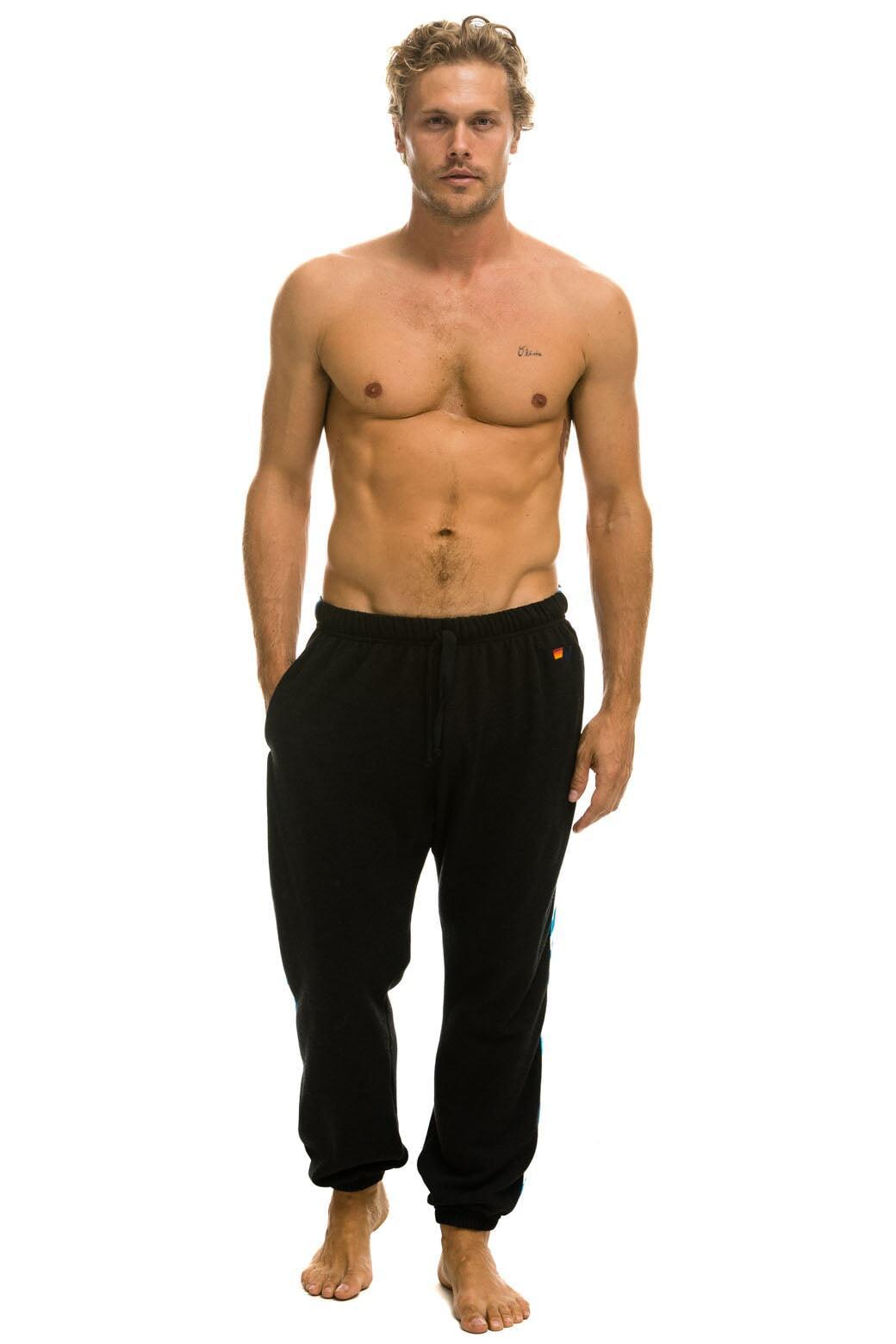 TIGER STRIPE SWEATPANTS - BLACK // BLUE TIGER Male Product Image