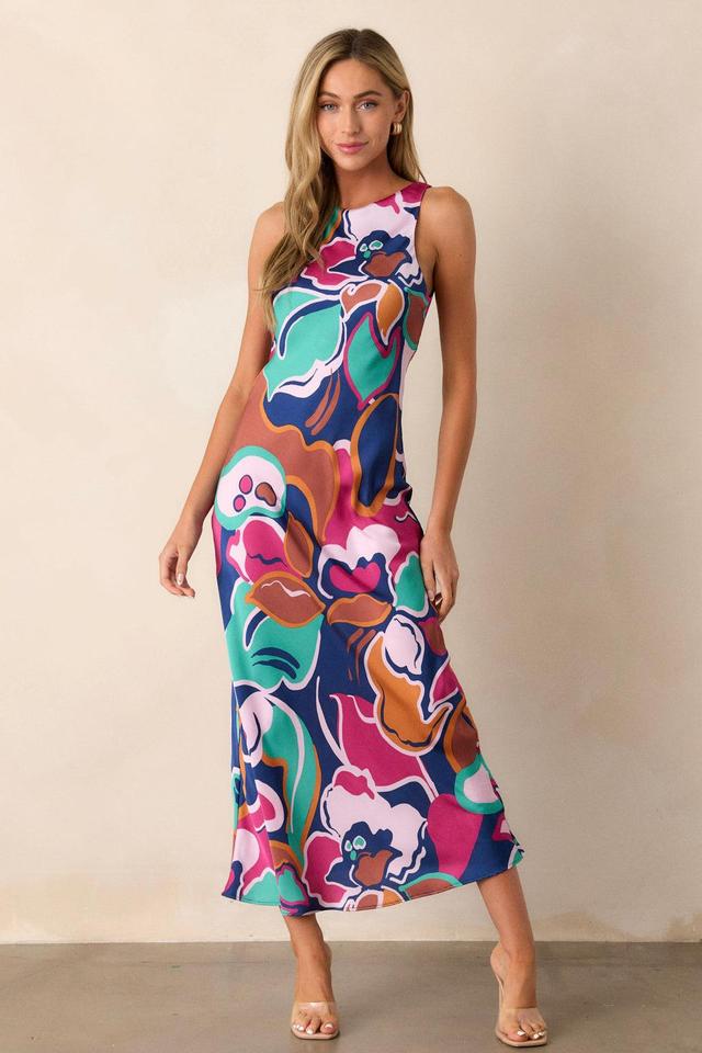 MINKPINK Lottie Abstract Floral Bias Midi Dress Product Image