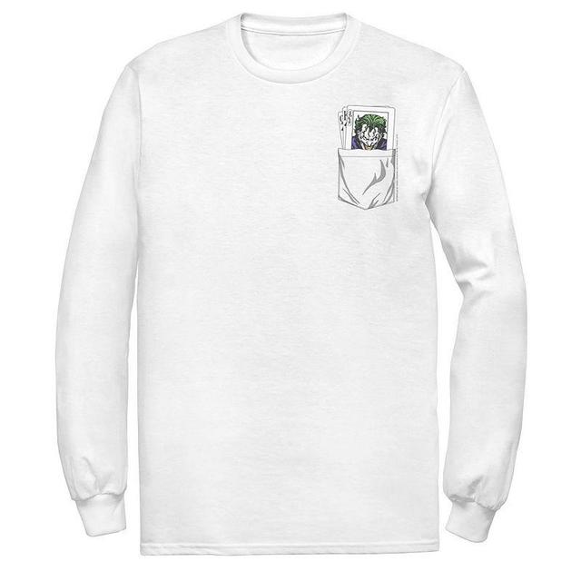 Mens DC Comics The Joker Cards Pocket Tee White Product Image