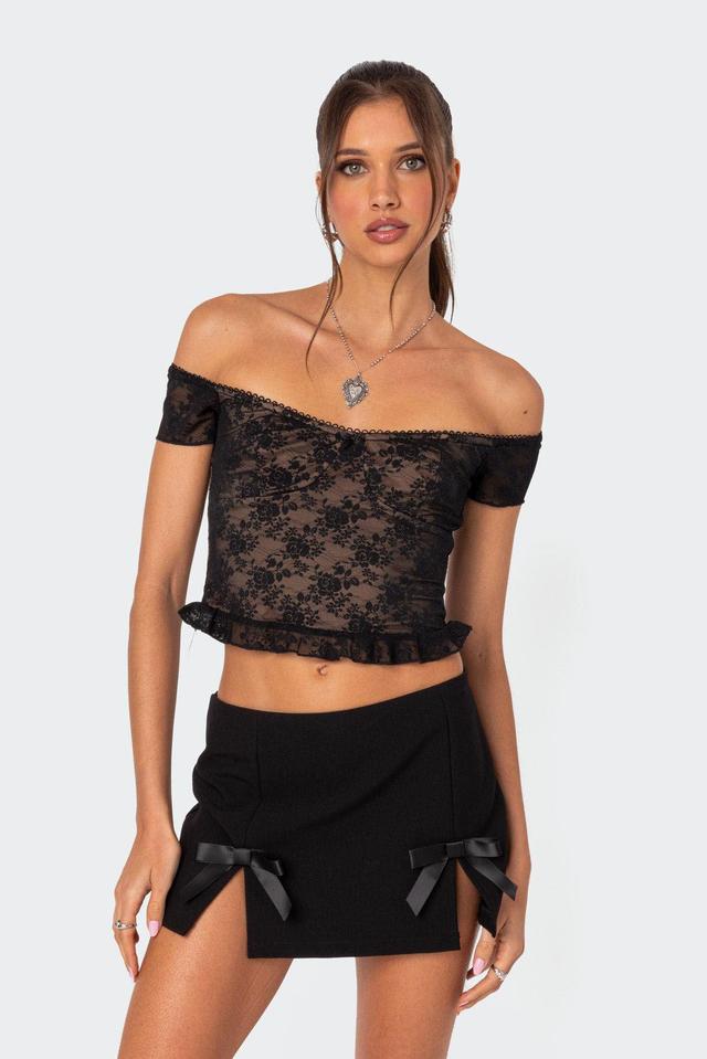 Edikted Women's Addie Off Shoulder Lace Top Product Image