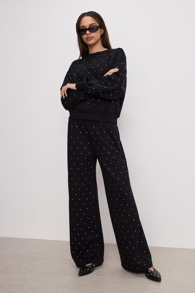 CRYSTAL WIDE LEG SWEATPANTS | BLACK001 Product Image