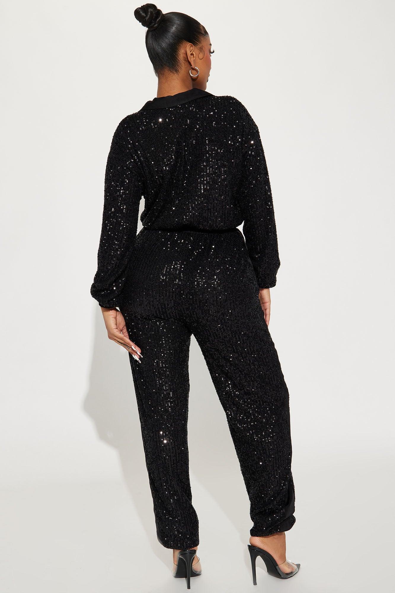 Only Your Sparkle Sequin Jumpsuit - Black Product Image